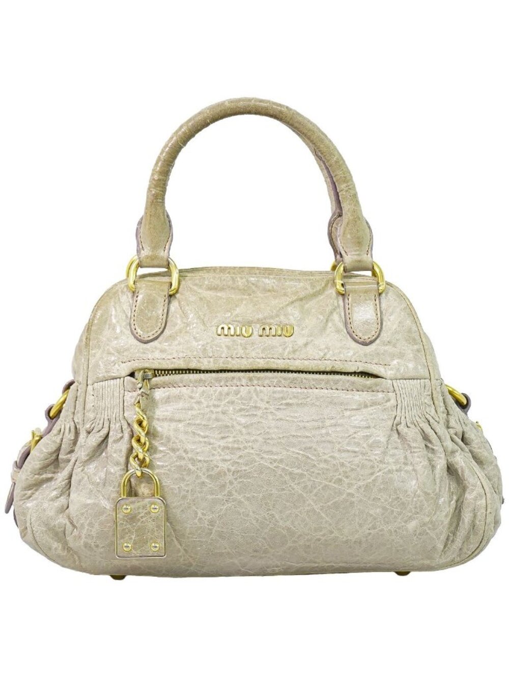 Miu Miu Leather Handbag Beige Bag